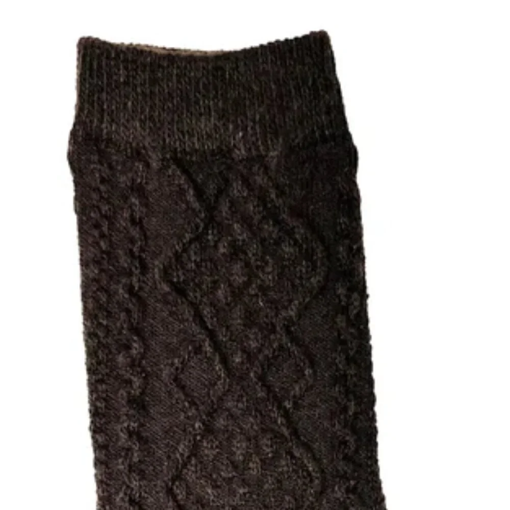 NWT Marion Cable Knit Brown Wool Crew Socks